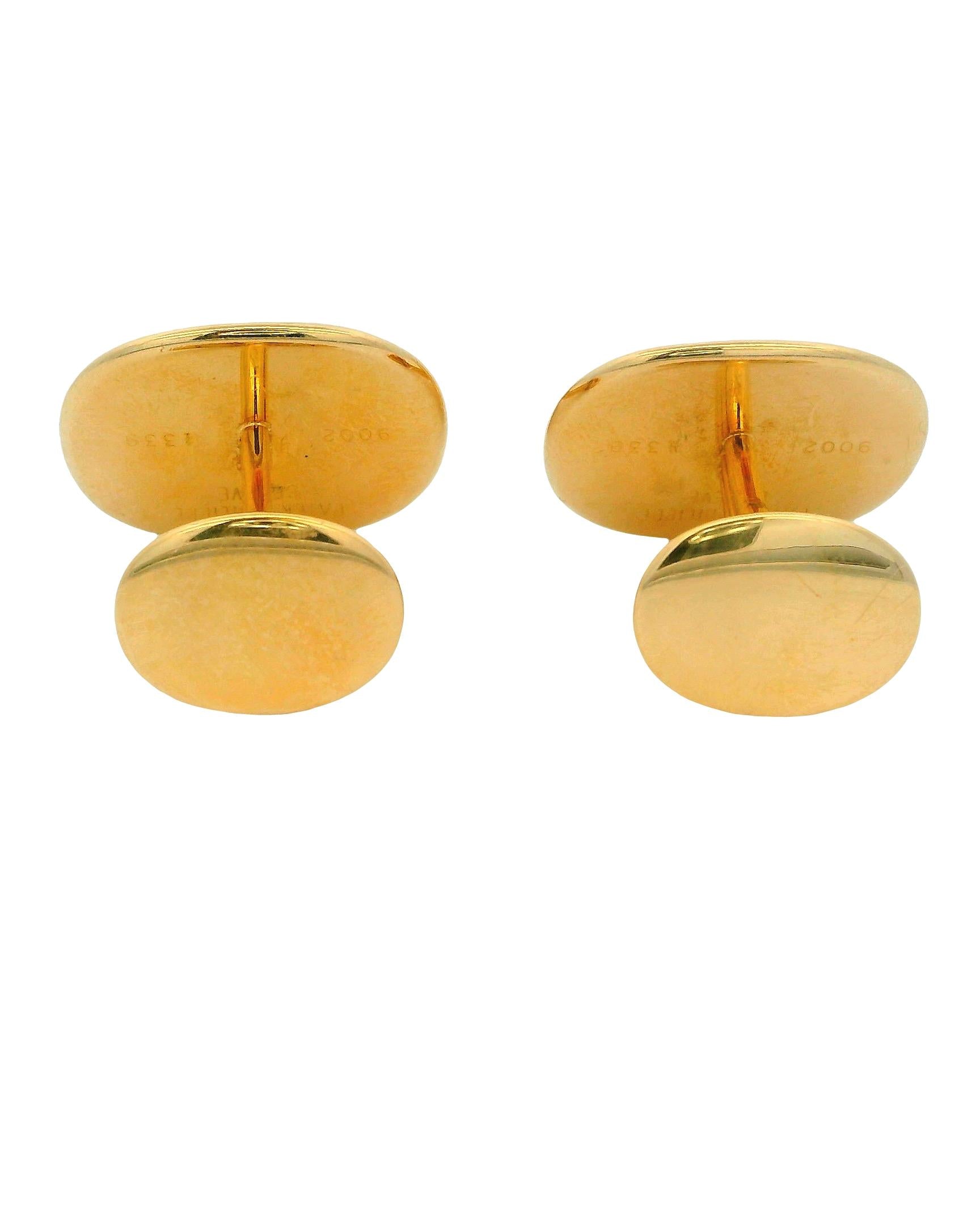 Patek Philippe 9002 18K Yellow Gold and Enamel Calatrava Ellipse Cufflinks