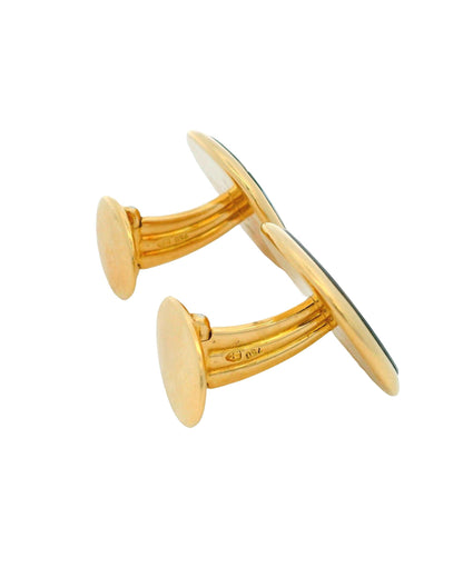Patek Philippe 9002 18K Yellow Gold and Enamel Calatrava Ellipse Cufflinks