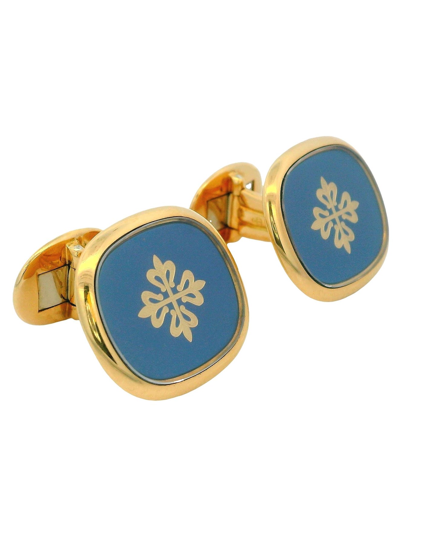 Patek Philippe 9002 18K Yellow Gold and Enamel Calatrava Ellipse Cufflinks