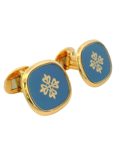 Patek Philippe 9002 18K Yellow Gold and Enamel Calatrava Ellipse Cufflinks