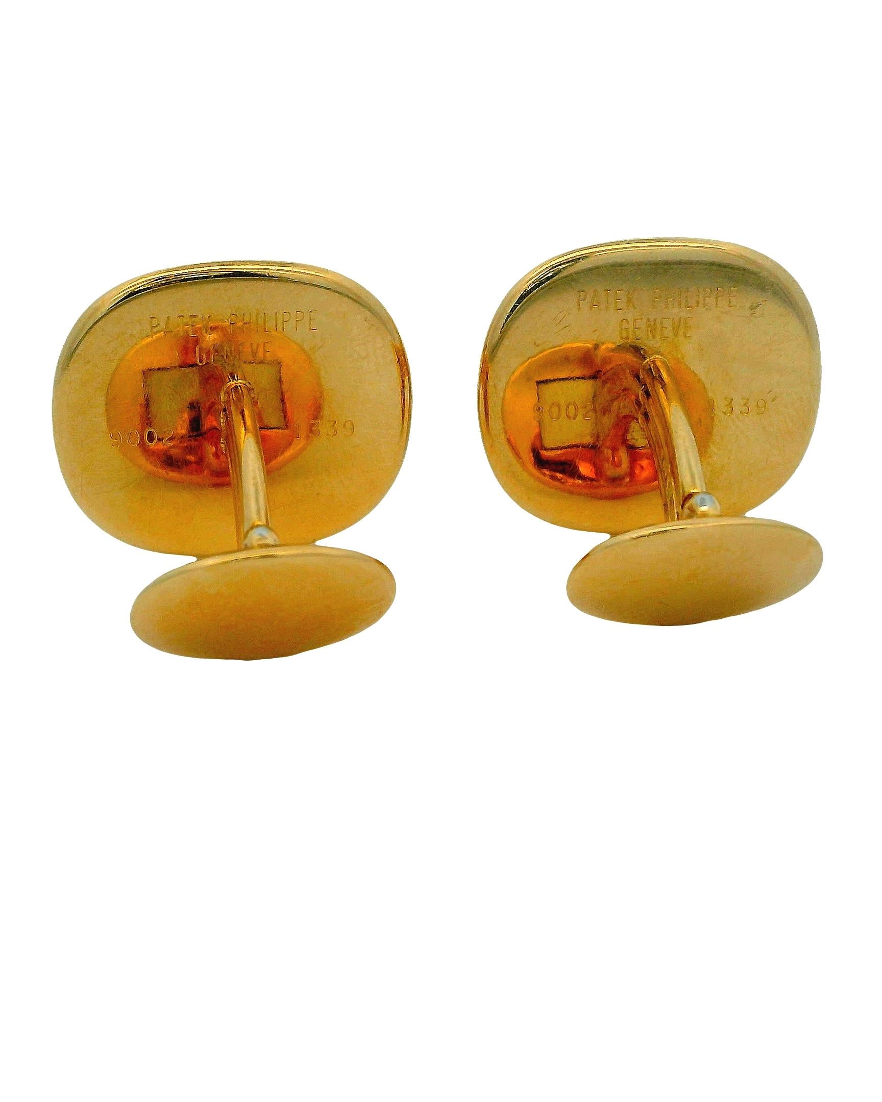 Patek Philippe 9002 18K Yellow Gold and Enamel Calatrava Ellipse Cufflinks