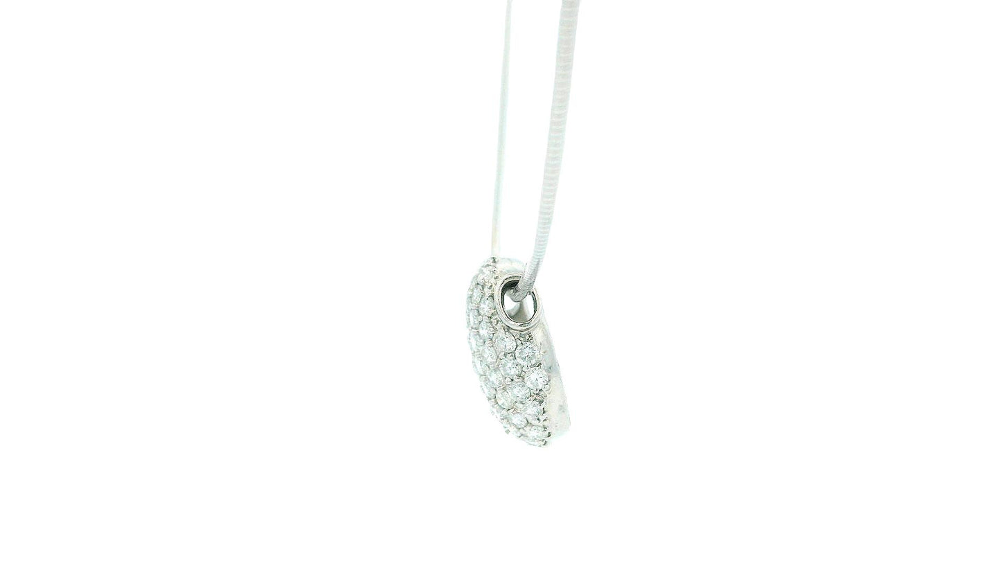 18K White Gold Diamond Oval Pendant Necklace