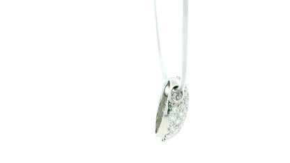 18K White Gold Diamond Oval Pendant Necklace