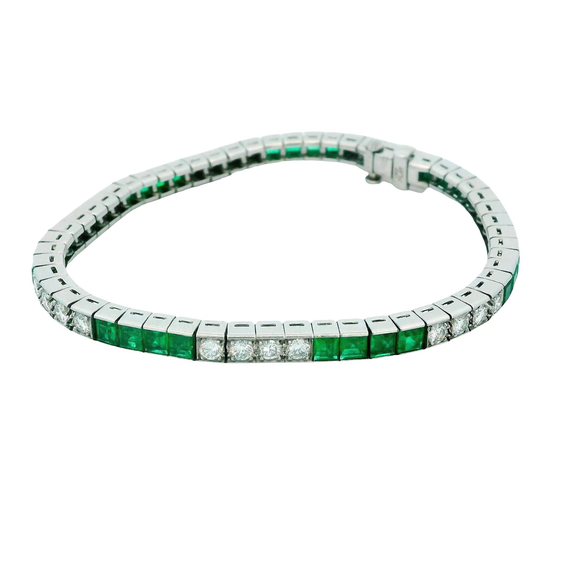 Tiffany & Co. Emeralds & Diamonds Platinum Line Bracelet