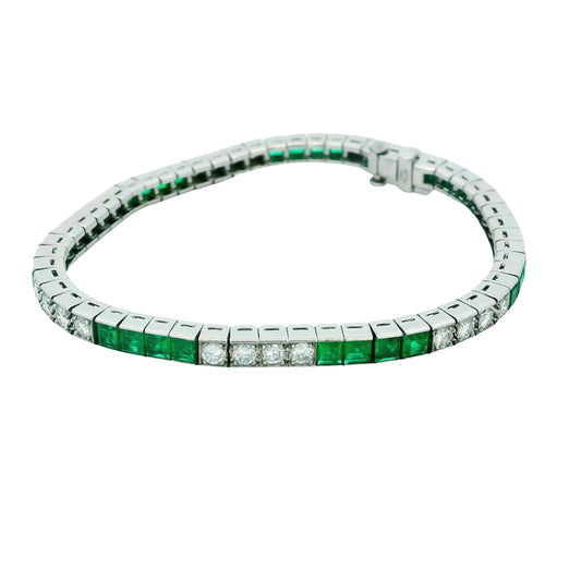 Tiffany & Co. Emeralds & Diamonds Platinum Line Bracelet