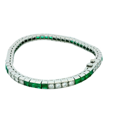 Tiffany & Co. Emeralds & Diamonds Platinum Line Bracelet