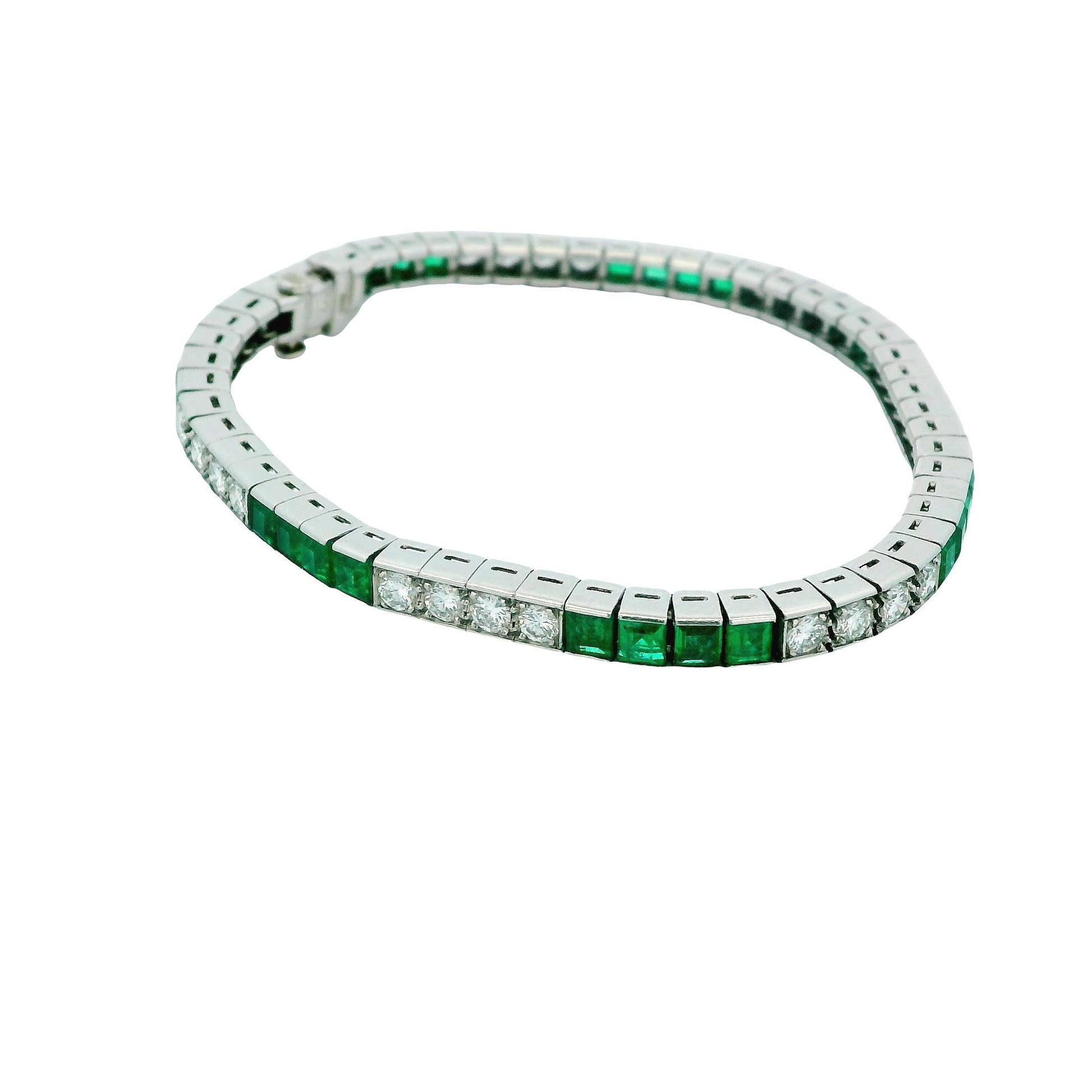 Tiffany & Co. Emeralds & Diamonds Platinum Line Bracelet