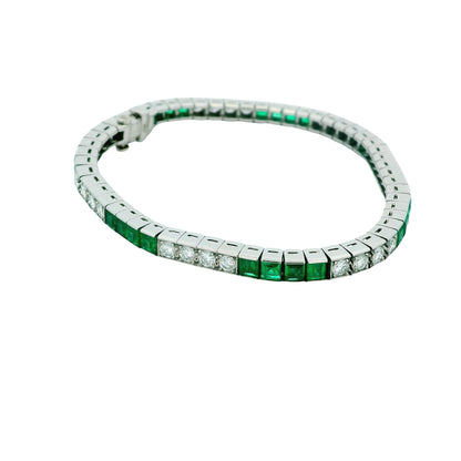 Tiffany & Co. Emeralds & Diamonds Platinum Line Bracelet
