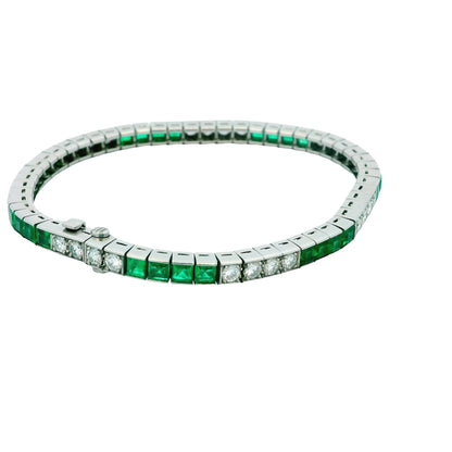 Tiffany & Co. Emeralds & Diamonds Platinum Line Bracelet