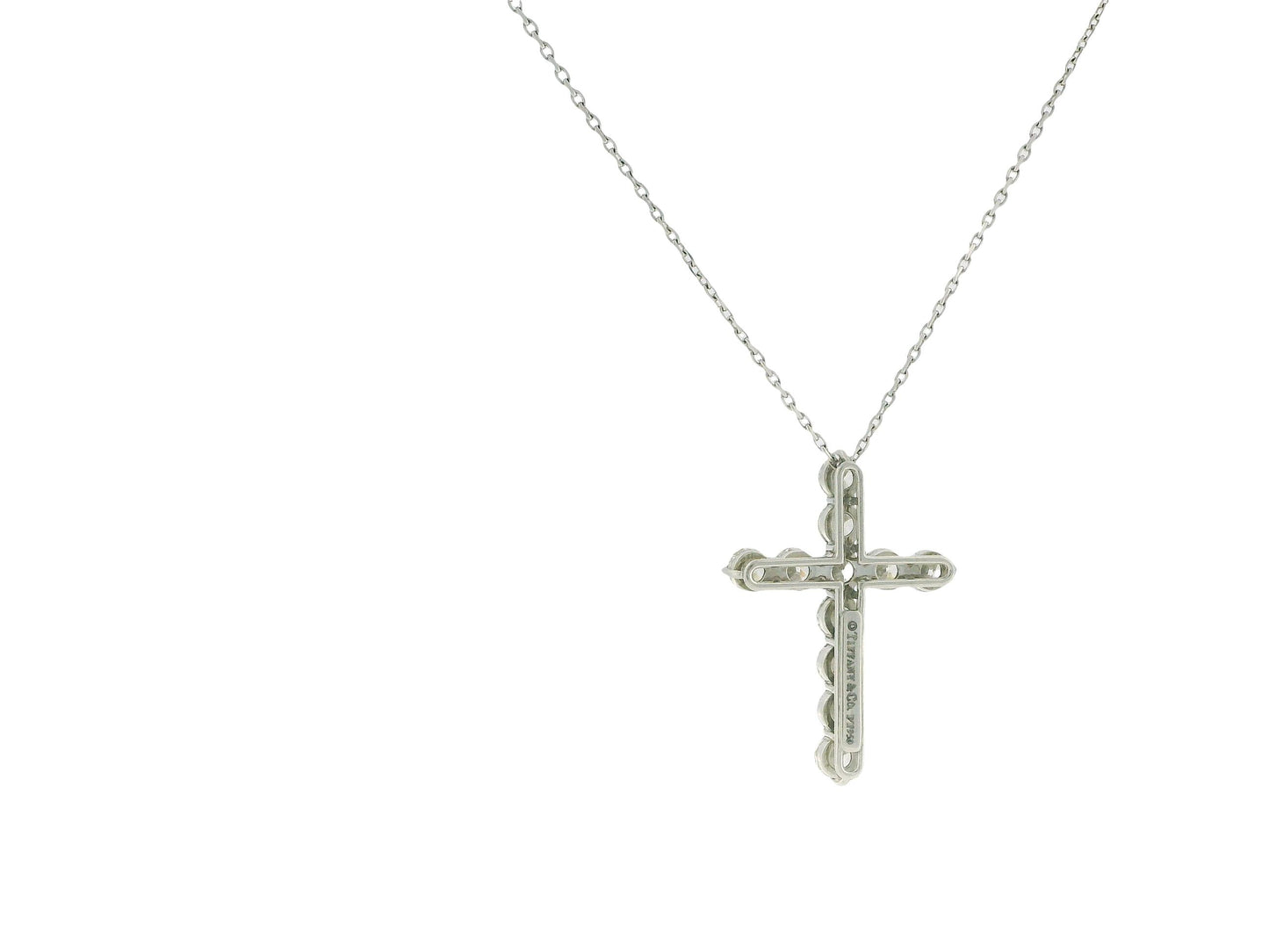 Tiffany & Co Platinum Diamond pedant on 18K White Gold Custom Chain