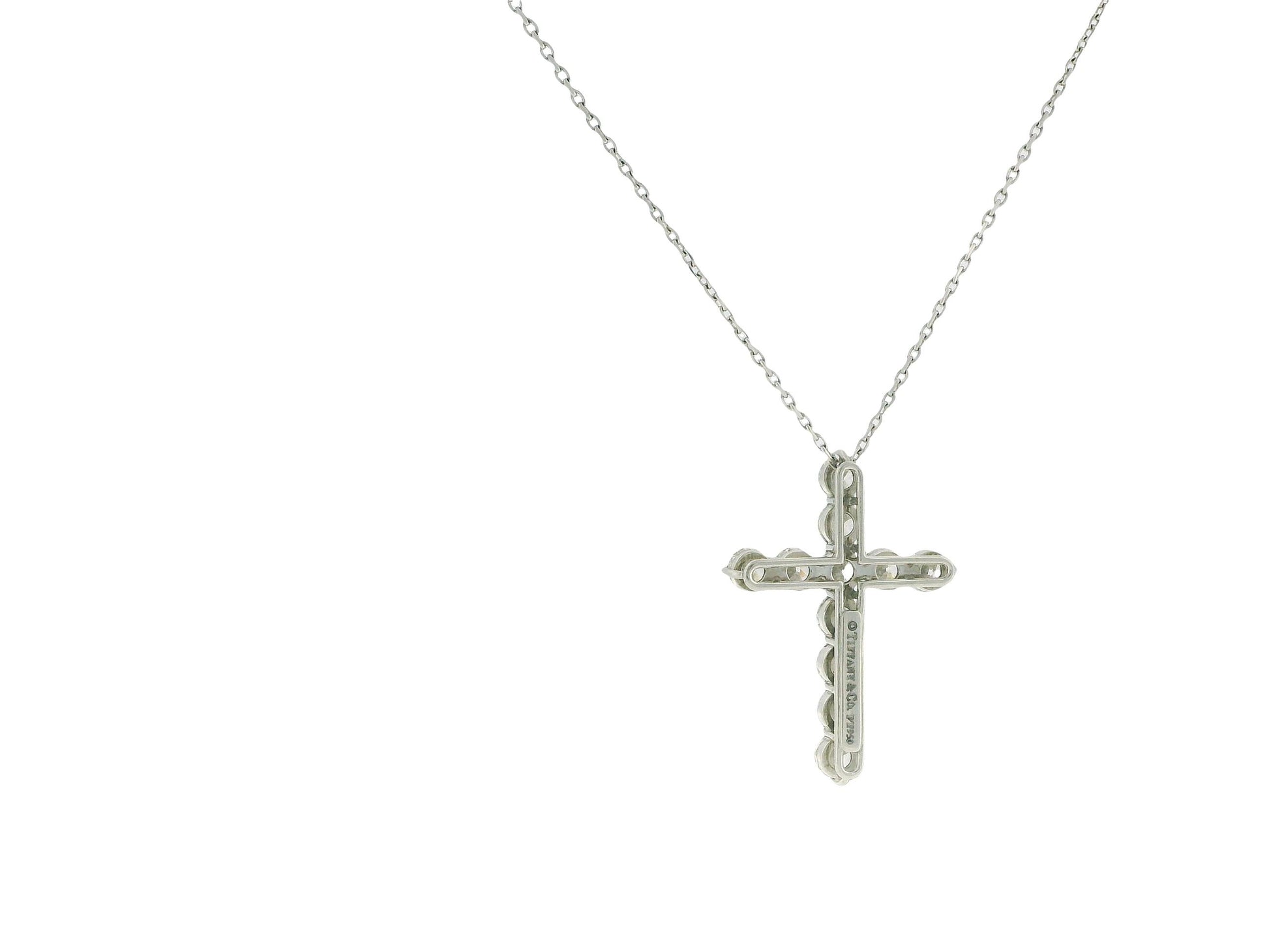 Tiffany & Co Platinum Diamond pedant on 18K White Gold Custom Chain