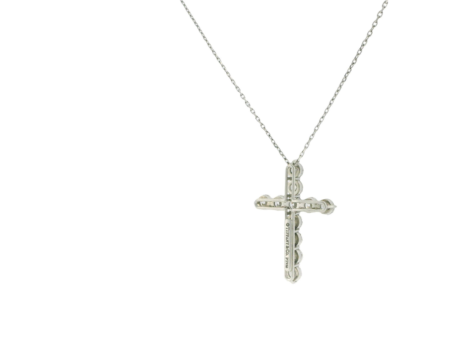 Tiffany & Co Platinum Diamond pedant on 18K White Gold Custom Chain