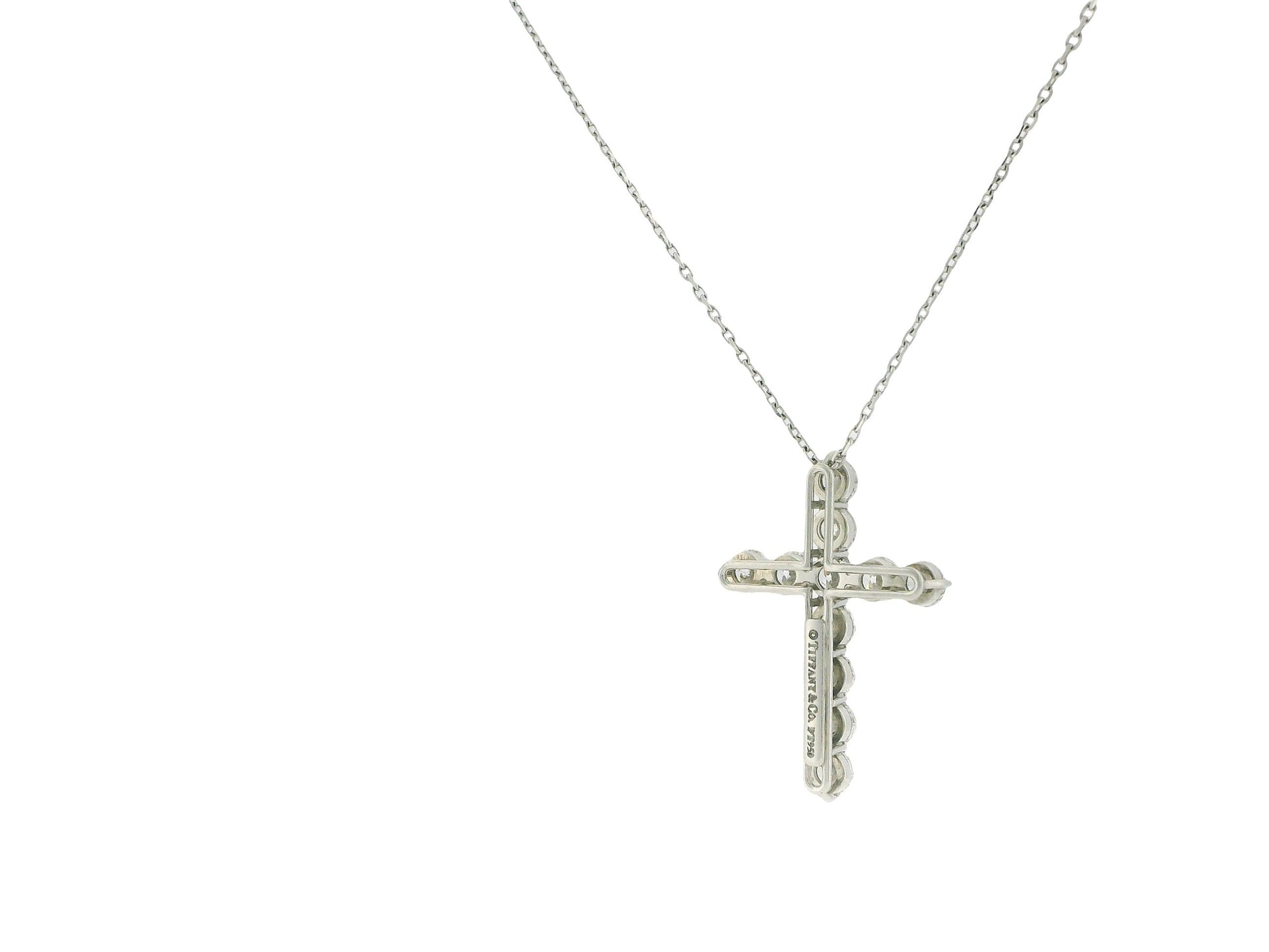 Tiffany & Co Platinum Diamond pedant on 18K White Gold Custom Chain