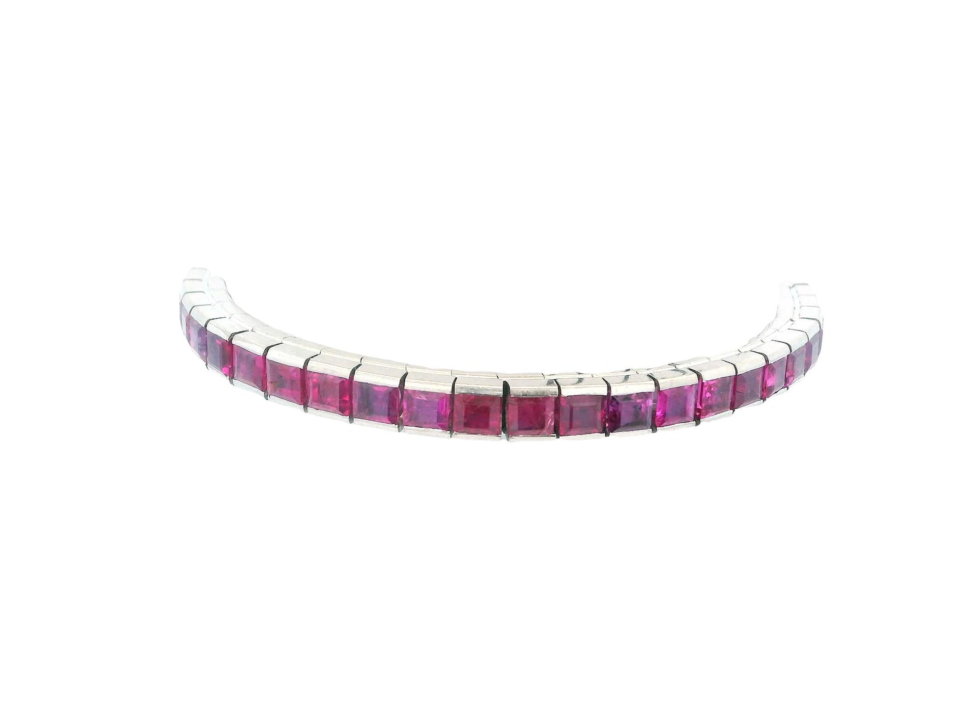 18K White Gold Bracelet W/Rubies