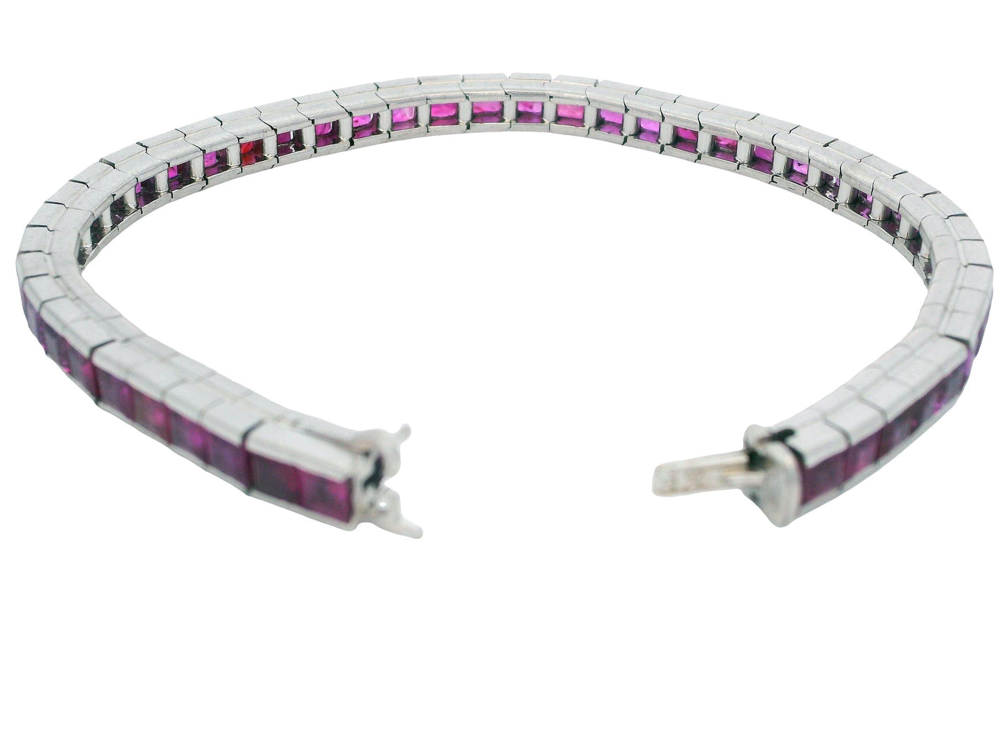 18K White Gold Bracelet W/Rubies