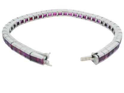 18K White Gold Bracelet W/Rubies
