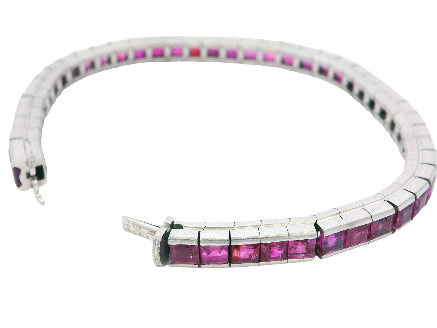 18K White Gold Bracelet W/Rubies