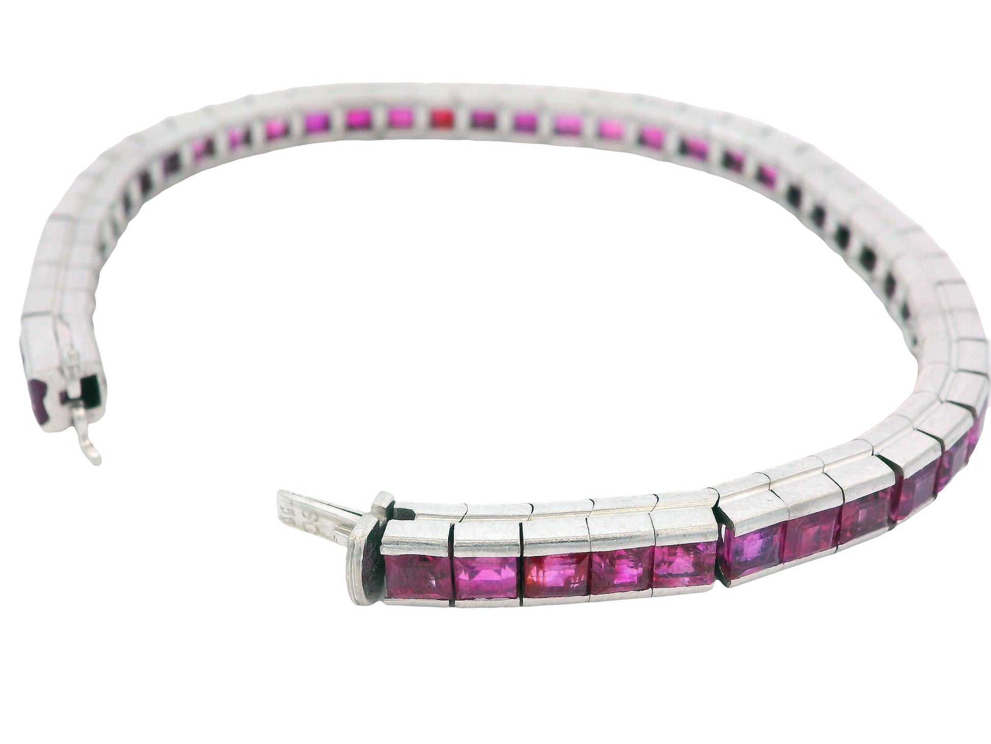 18K White Gold Bracelet W/Rubies
