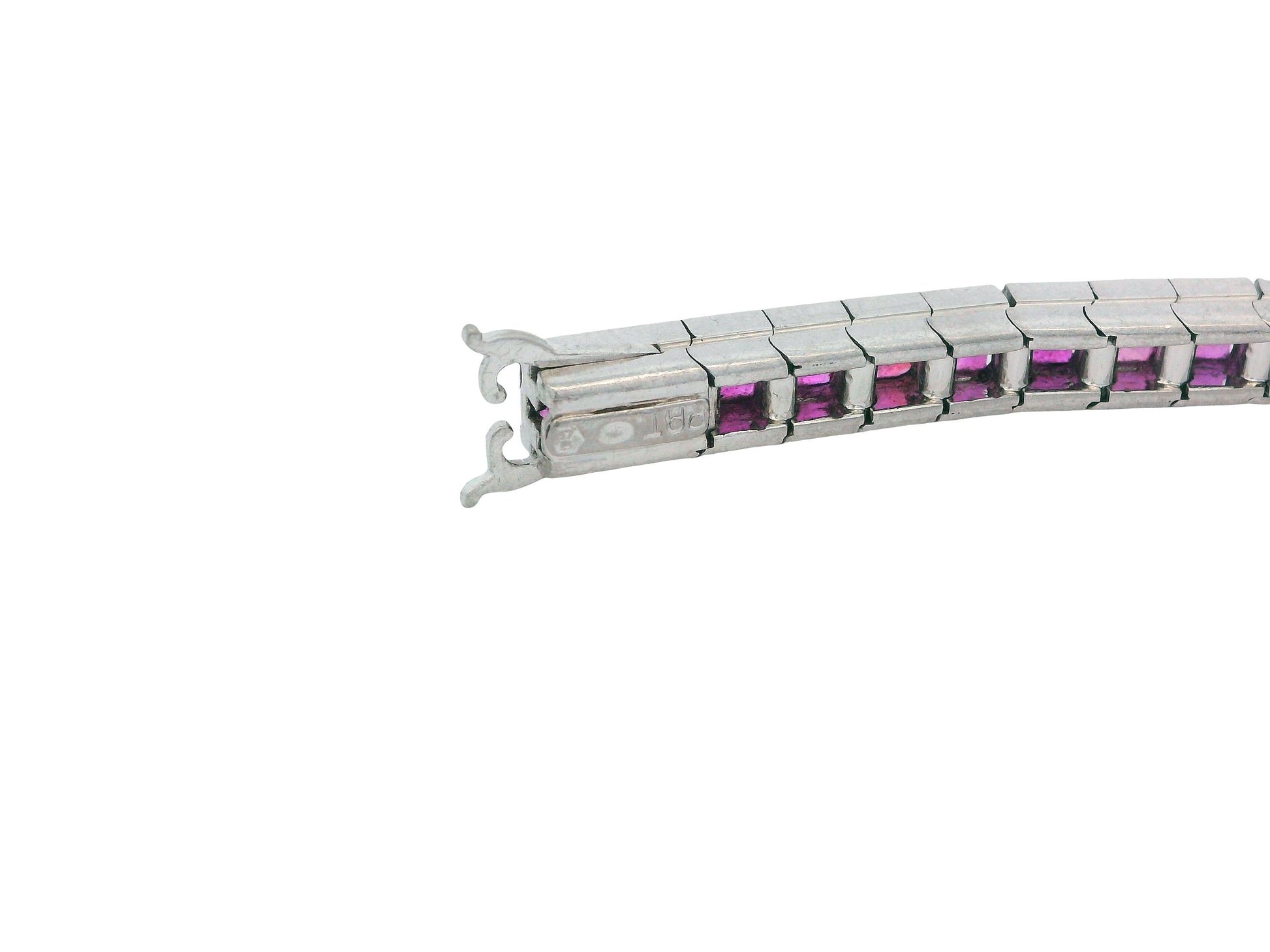 18K White Gold Bracelet W/Rubies