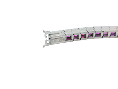 18K White Gold Bracelet W/Rubies