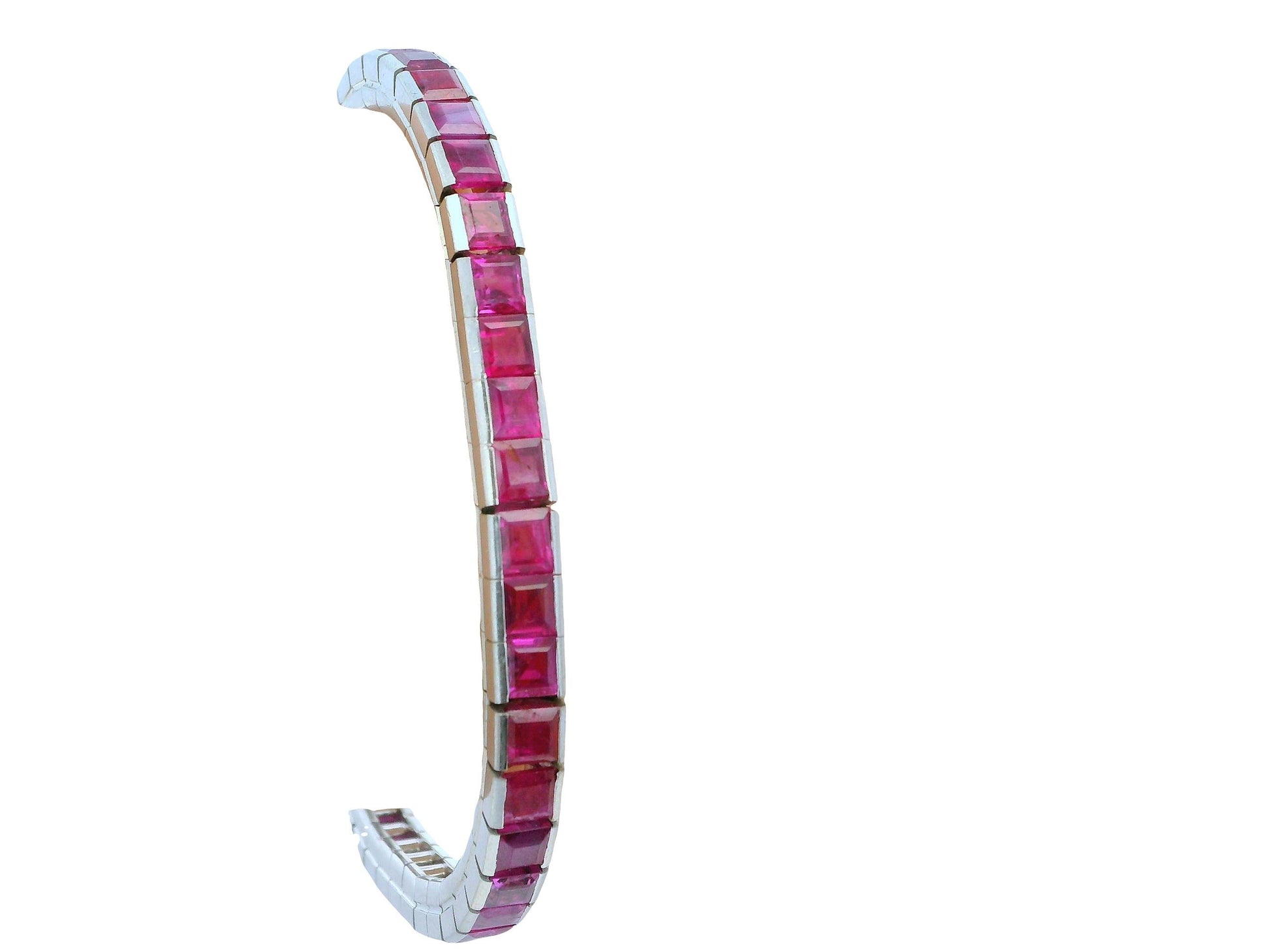 18K White Gold Bracelet W/Rubies