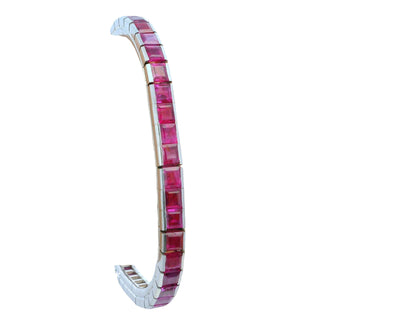 18K White Gold Bracelet W/Rubies