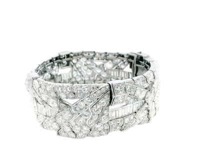 Vintage Platinum & Diamond French Retro Bracelet