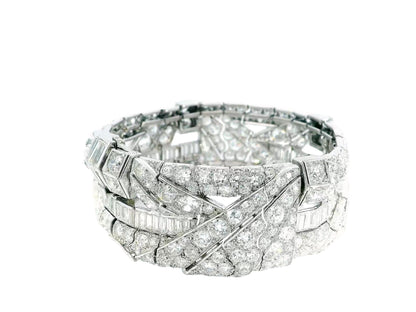 Vintage Platinum & Diamond French Retro Bracelet