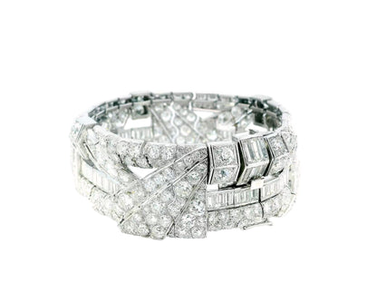 Vintage Platinum & Diamond French Retro Bracelet