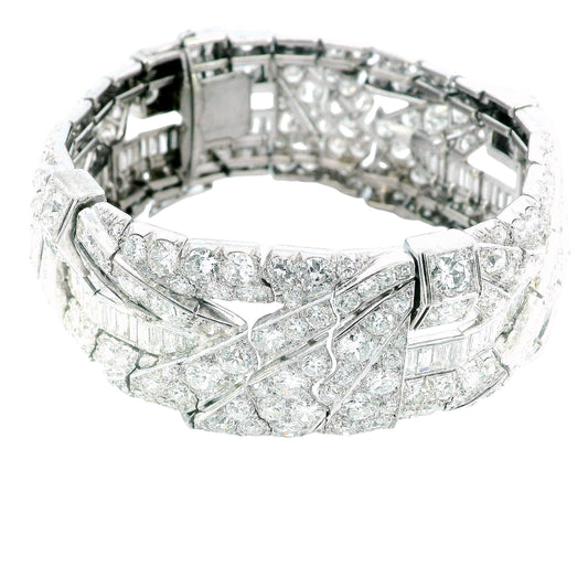 Vintage Platinum & Diamond French Retro Bracelet
