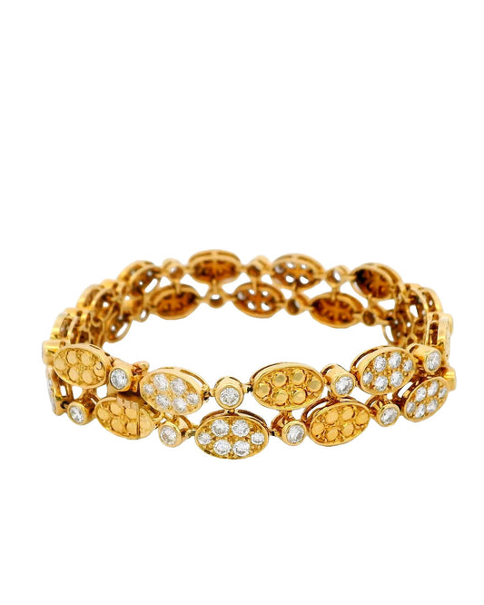 Van Cleef & Arpels 18K Yellow Gold Double Oval Link Bracelet With Diamond