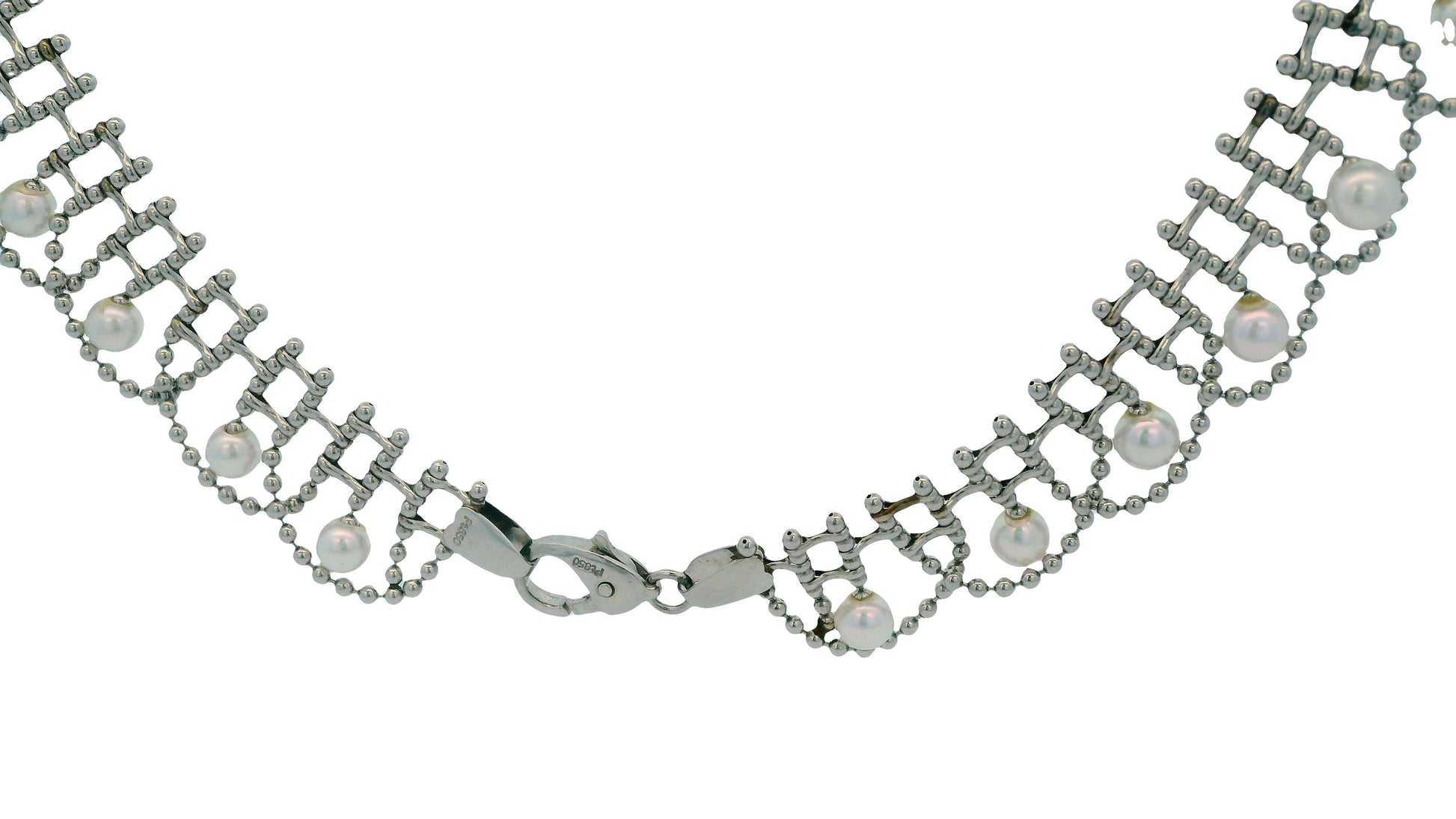 Platinum Pearl Fringe Necklace