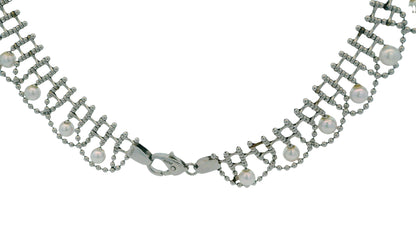 Platinum Pearl Fringe Necklace