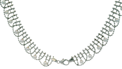 Platinum Pearl Fringe Necklace