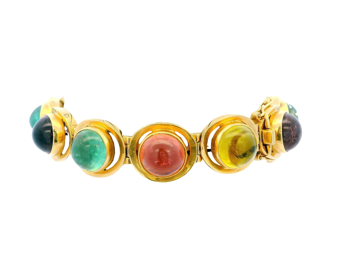 18K Yellow Gold Multicolor Tourmaline Italian Bracelet
