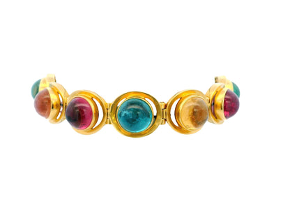 18K Yellow Gold Multicolor Tourmaline Italian Bracelet