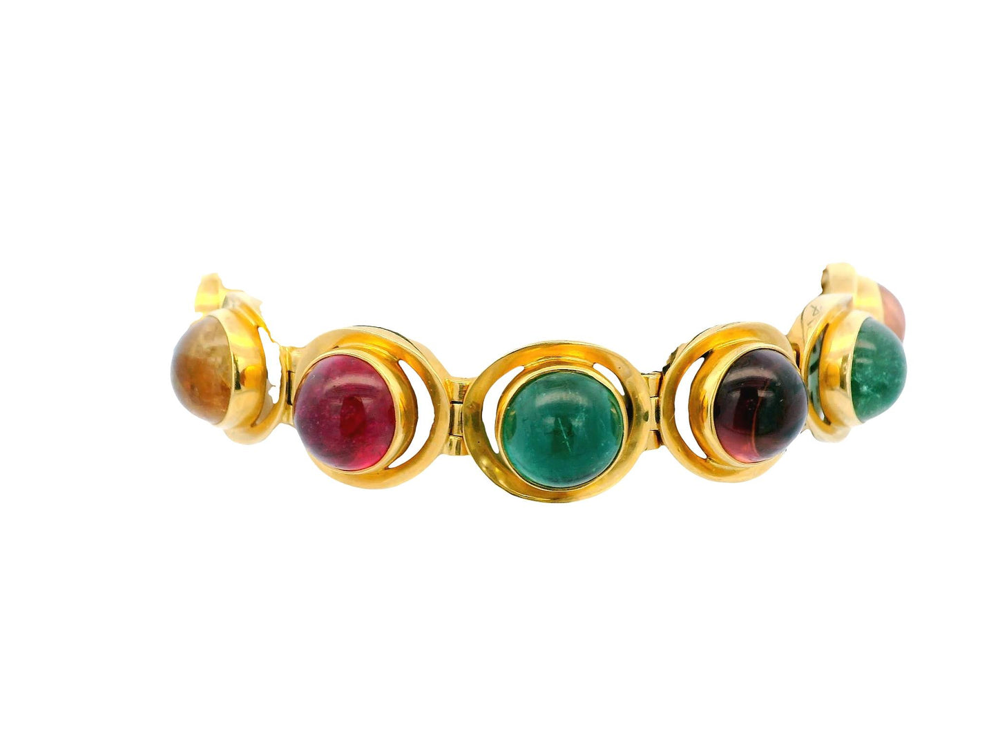 18K Yellow Gold Multicolor Tourmaline Italian Bracelet