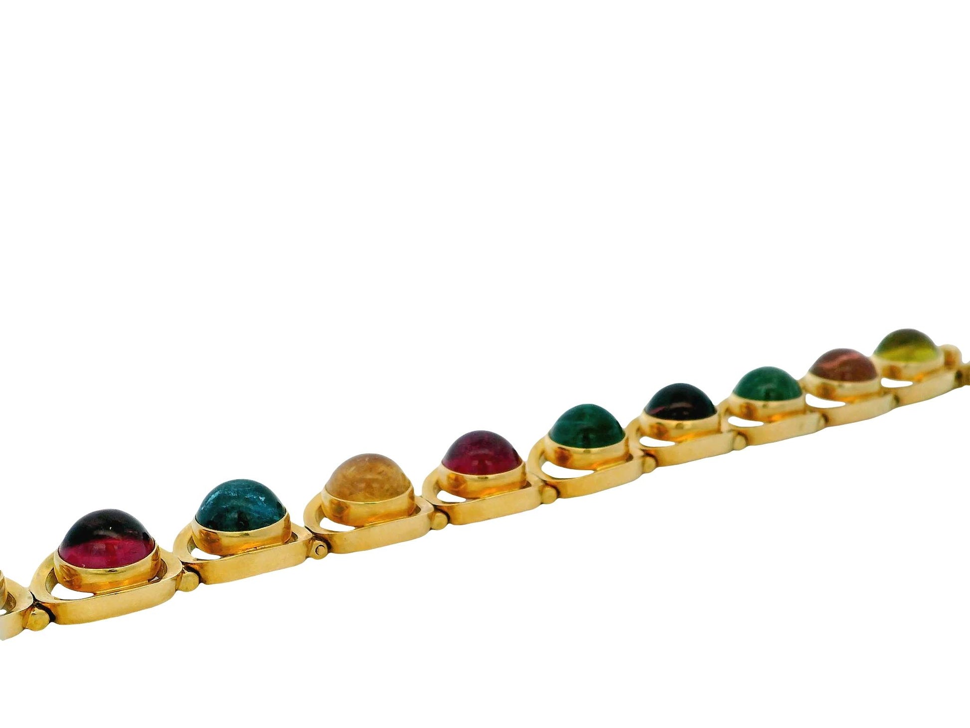 18K Yellow Gold Multicolor Tourmaline Italian Bracelet
