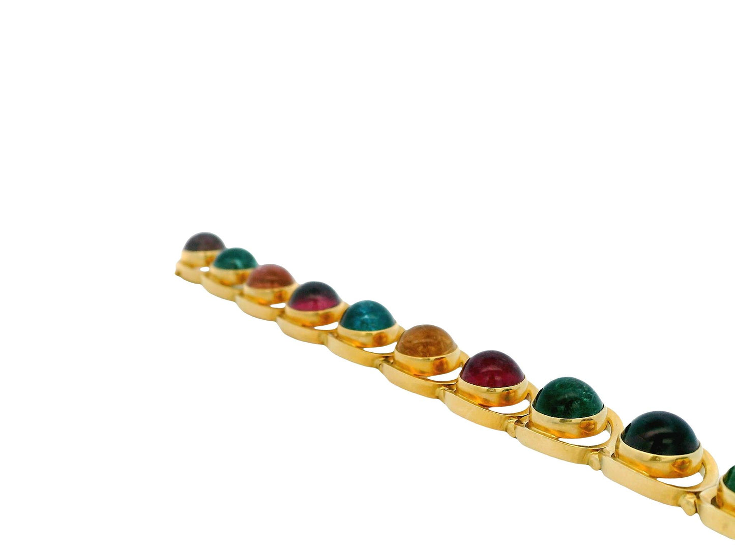 18K Yellow Gold Multicolor Tourmaline Italian Bracelet