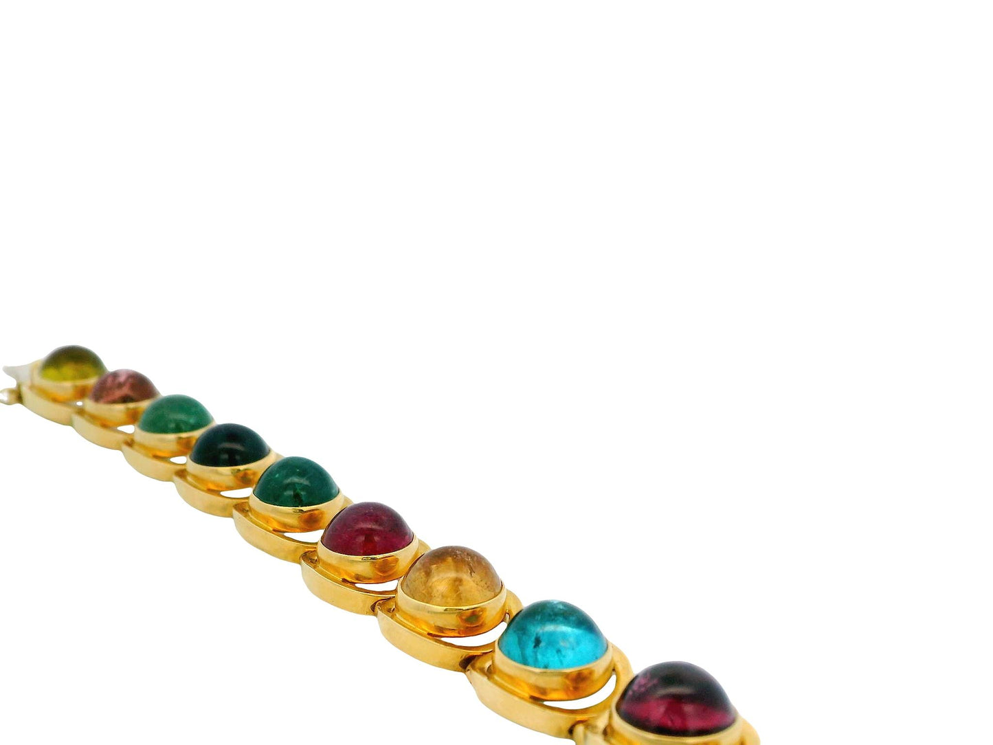 18K Yellow Gold Multicolor Tourmaline Italian Bracelet