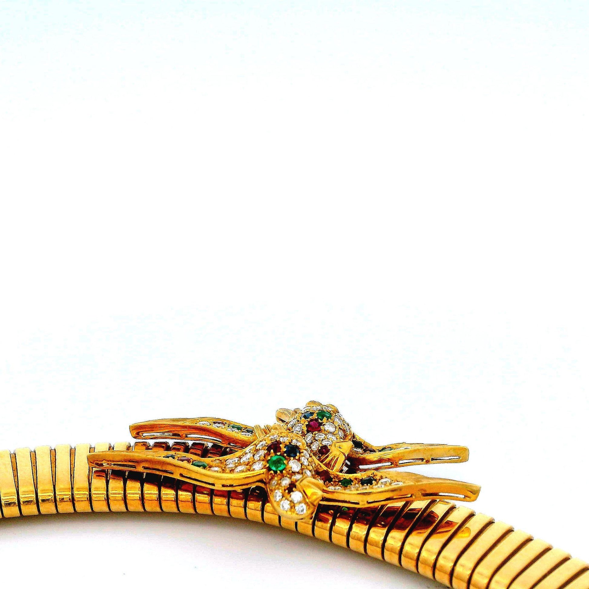 Mappin & Webb Tapered Tubogas 18K Yellow Gold Two Gem-Birds Set