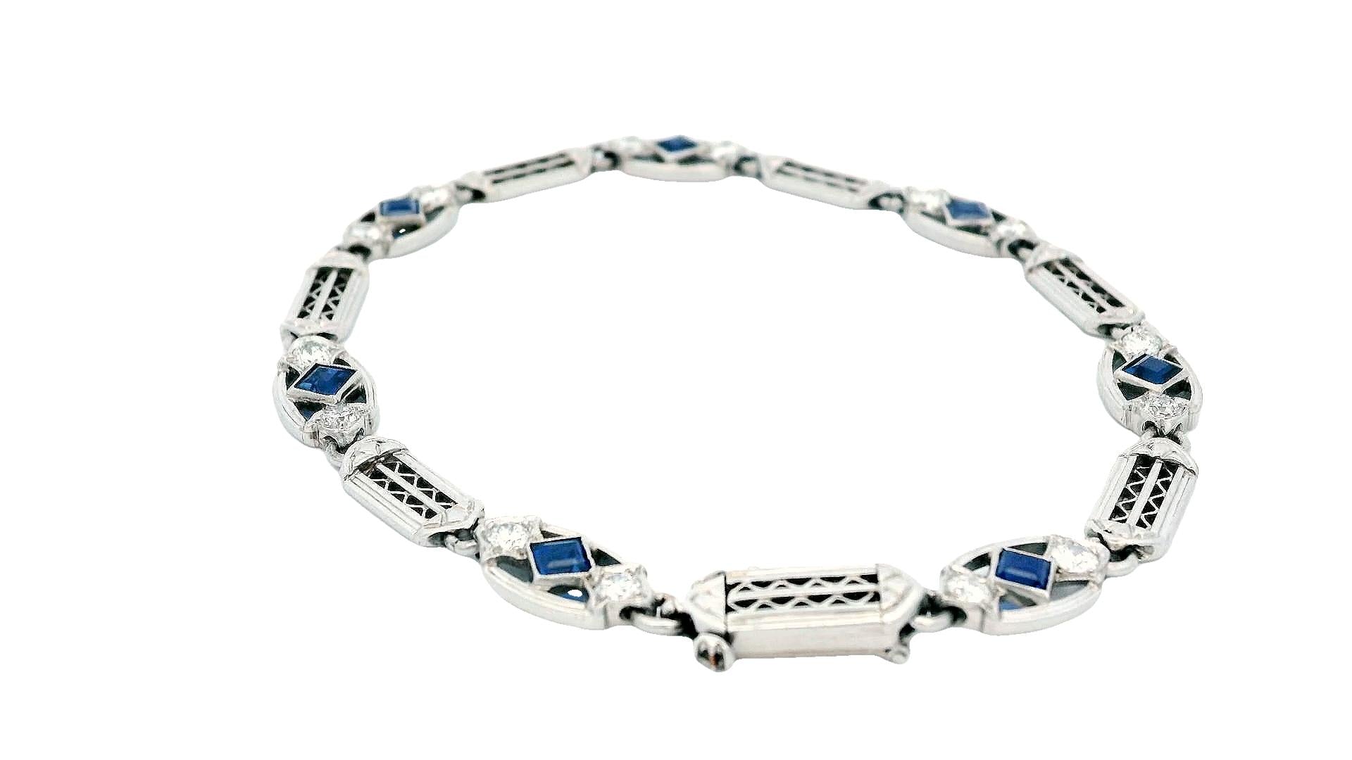 Tiffany & Co. Platinum Bracelet with Sapphire and Diamond Accents