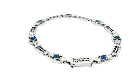 Tiffany & Co. Platinum Bracelet with Sapphire and Diamond Accents