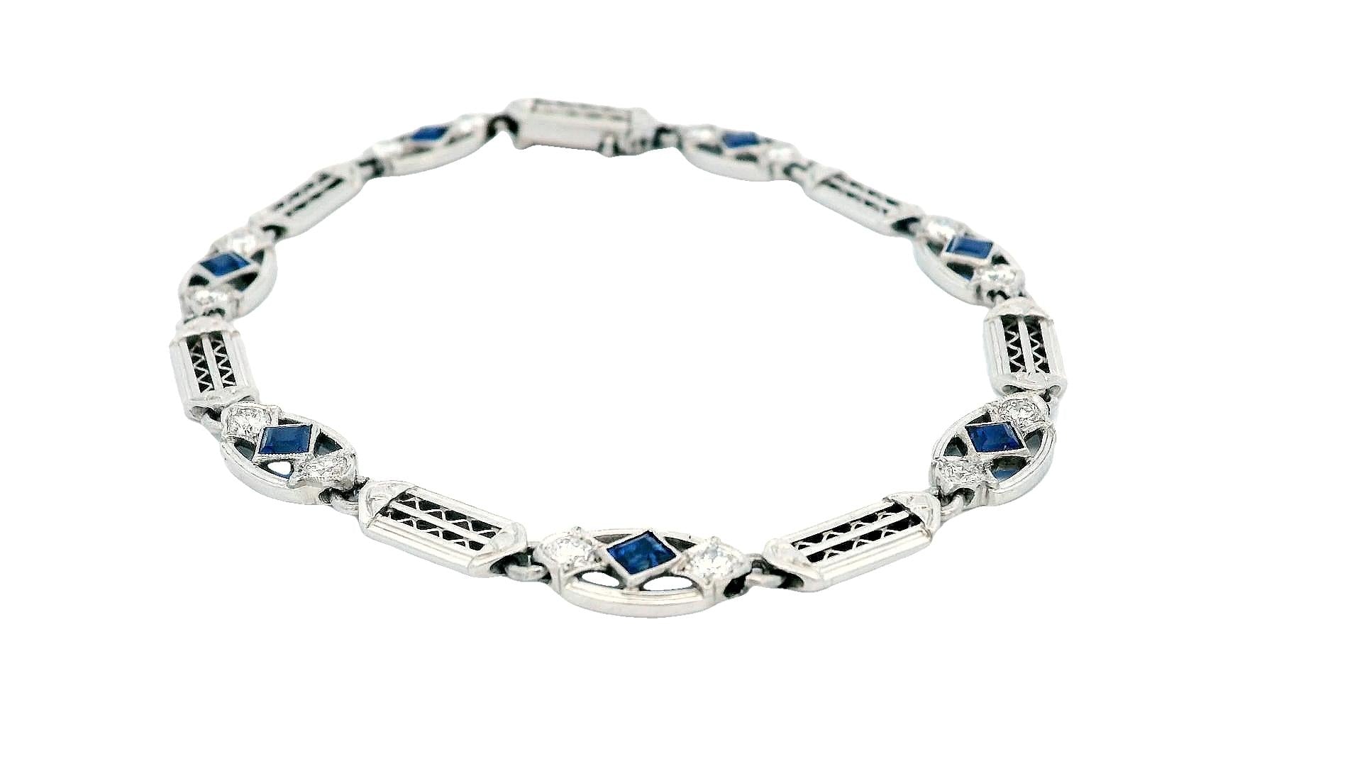 Tiffany & Co. Platinum Bracelet with Sapphire and Diamond Accents