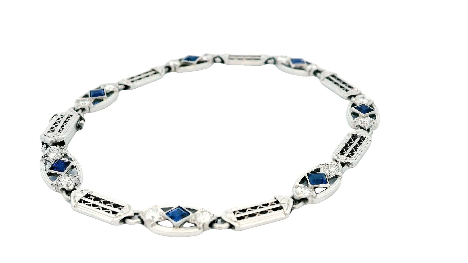 Tiffany & Co. Platinum Bracelet with Sapphire and Diamond Accents