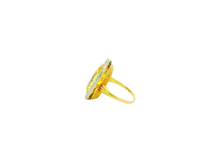 18K Rose Gold & Platinum 19.06ct Yellow Sapphire Diamond Bezel Ring