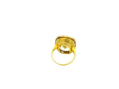 18K Rose Gold & Platinum 19.06ct Yellow Sapphire Diamond Bezel Ring