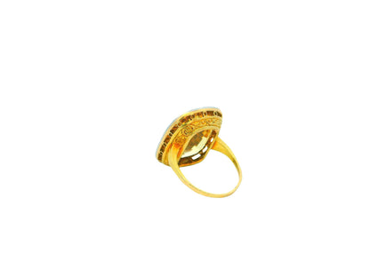 18K Rose Gold & Platinum 19.06ct Yellow Sapphire Diamond Bezel Ring