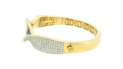 Asch Grossbard 14k Yellow Gold Mosaic Top Twisted Bangle