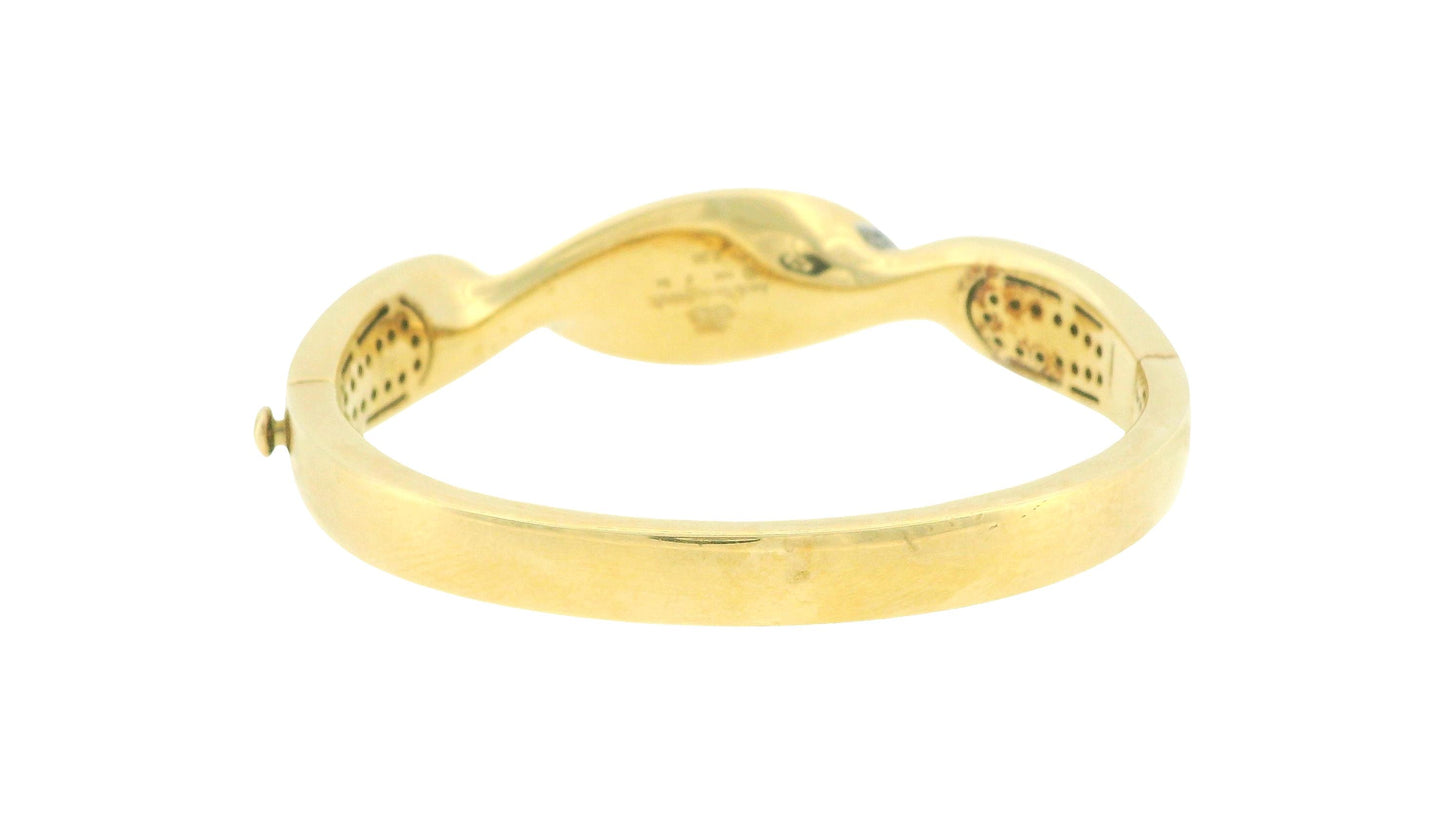 Asch Grossbard 14k Yellow Gold Mosaic Top Twisted Bangle